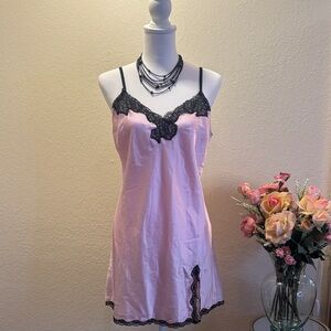 Victoria's Secret Pink Chemise with Black Lace